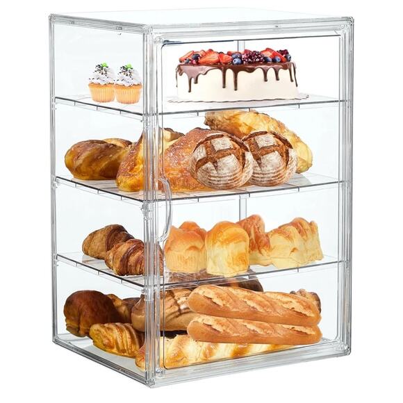 Pastry Display Case, Bread Box for Kitchen Countertop, 4 Layers Adjustable - Picture 1 of 8